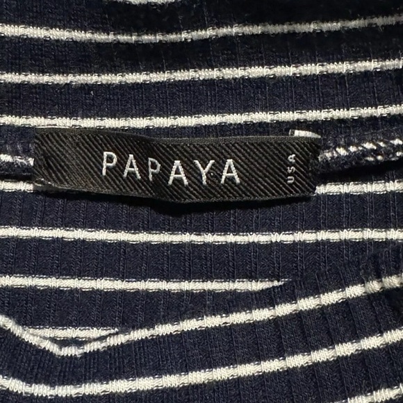 Papaya Nautical navy white striped stretch dress Women’s Size Large slimming - Picture 4 of 6